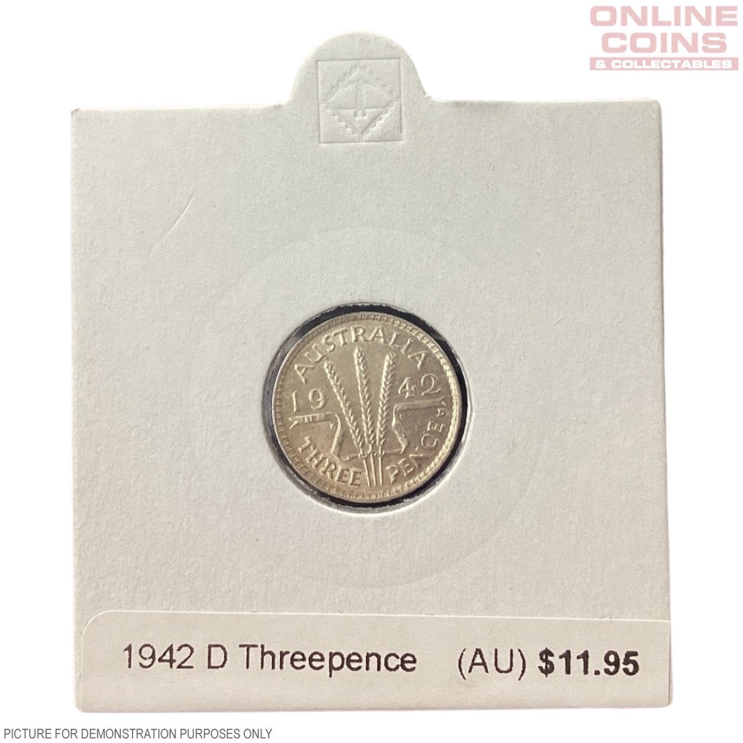 1942 Threepence (Au) loose in 2x2 (D Mintmark)
